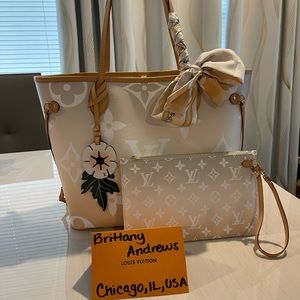 ❤️SOLD❤️ Louis Vuitton SS21 By The Pool Neverfull MM in Brume/Mist